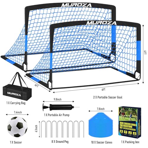 Soccer Goal, Kids Soccer Goals for Backyard Set, Pop Up Soccer Net - color: Black Blue, size: 6 ft x 4 ft