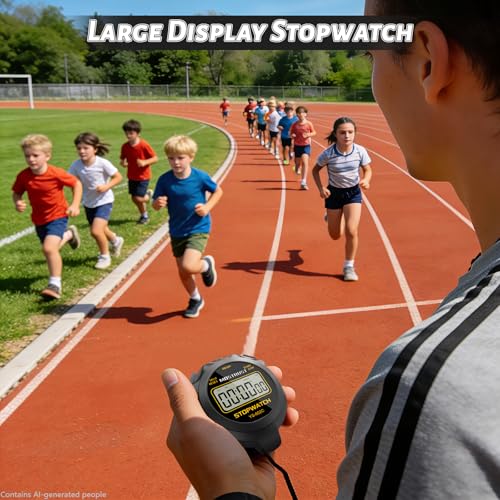Stopwatch Sports Timer, Digital Stop-Watch - style: 1Lap Non-waterproof Black