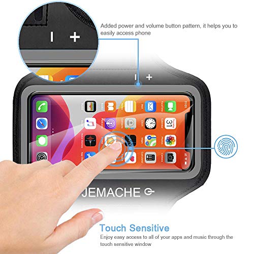 iPhone 17 16 Pro Armband, JEMACHE Gym Workouts Running Arm Band for iPhone 17/16/15/14/13/12 Pro (Black) - color: Black