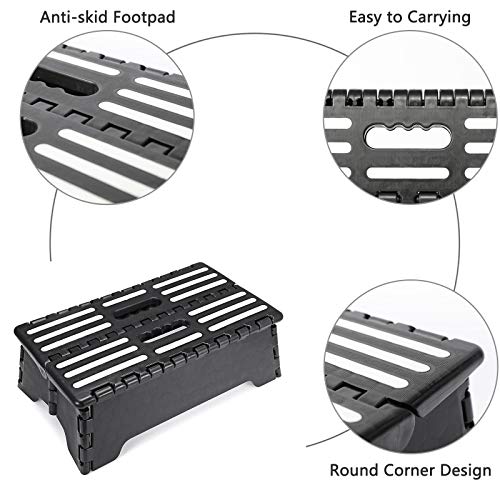 5 Inch Folding Step Stool with Non-Slip Mat. Made of Incombustible Plastic, Can Withstand Over 250 Pounds. Collapsible Step Suitable for Kitchen, Bathroom, Bedroom, Camping, Travel ect