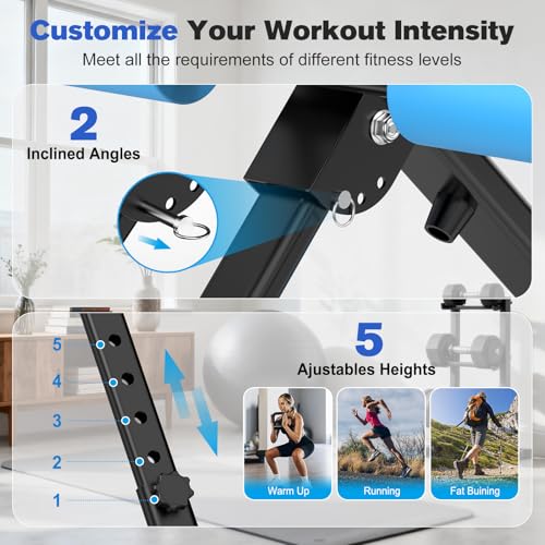RELIFE REBUILD YOUR LIFE AB Workout Machine Adjustable Ab Trainer Machine - color: Blue
