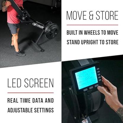Valor Fitness Air Rowing Machine – Full-Body Cardio Rower with Adjustable Resistance, LED Monitor, Wheels & Compact Foldable Design for Home Gym & High-Intensity Workouts