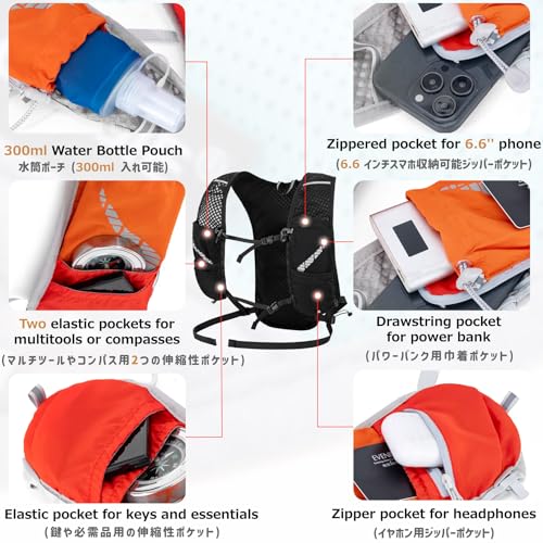 Azarxis Running Vest Hydration Pack 5L Backpack Lightweight Breathable Daypack for Women Men Marathon Trail Race Running Hiking Biking (Grey - with 2L Water Bladder) - color: #5 Grey with a 2L Water Bladder