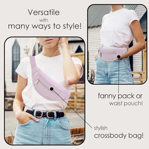 MAXTOP Large Purple Crossbody Fanny Pack for Women Belt Bag fits All Phones - color: Lavender Purple