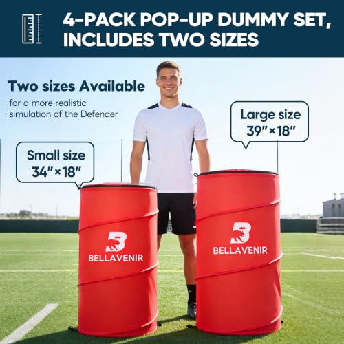 BELLAVENIR 4-Pack Pop-Up Defender Dummies for Basketball, Soccer and Football Training