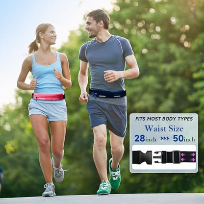 Running Belt Waist Pack for Men & Women, Ultra Slim Bounce-Free Running Waist Pouch, Water-Resistant Adjustable Fanny Pack with Reflective Design & Earphone Hole for Phone, Keys & Cards - Black - color: Black