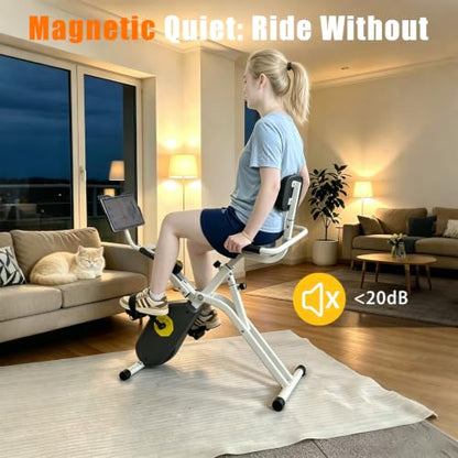 Foldable Quiet Magnetic Recumbent Stationary Exercise Bike