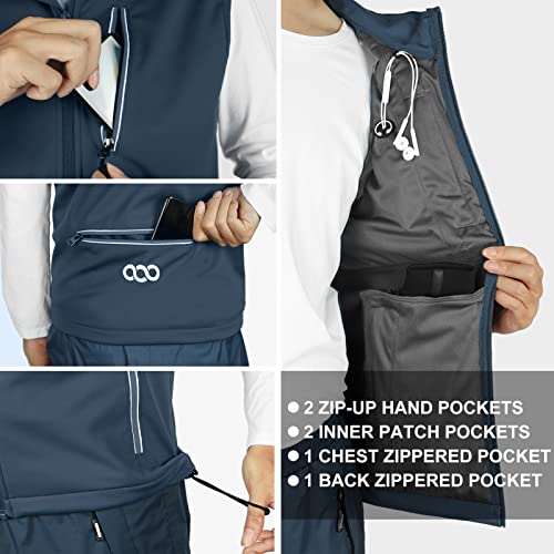 33,000ft Men's Windproof Lightweight Golf Vest Outerwear Sleeveless Jacket - color: Midnight Blue, size: XX-Large