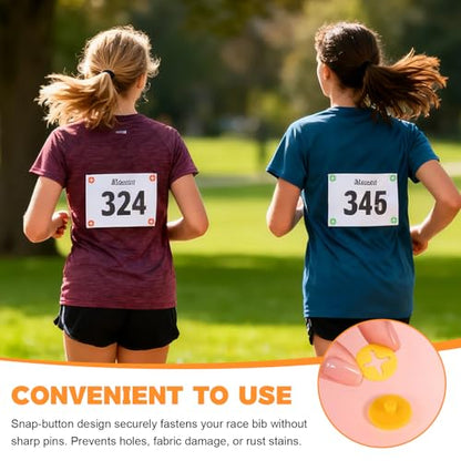 Running Bib Clips, 20Pcs Race Bib Holder, Race Number Buckle Fixing System for Runners, Marathon, Triathlon, Track and Field Events, Mixed Colors Fasteners, Secure Race Bib Attachment