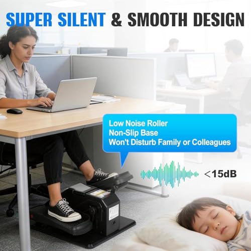 TABEKE Under Desk Elliptical Machine, Electric Ellipse Leg Exerciser for Senior with Remote Control & 12 Speeds, Portable Quiet Electric Seated Pedal Exerciser for Home with Display Monitor 2668