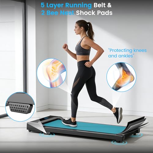 Walking Pad Treadmill for Home - Under Desk Walking and Running with Remote Control Portable Electric Machine Adjustable Slim Compact with 0.6-4.0MPH Modes Max up 265 Lbs for Home Office - color: Black