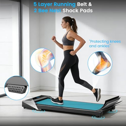 Walking Pad Treadmill for Home - Under Desk Walking and Running with Remote Control Portable Electric Machine Adjustable Slim Compact with 0.6-4.0MPH Modes Max up 265 Lbs for Home Office - color: Black