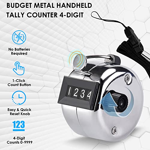 KTRIO Handheld Tally Counter, 4-Digit Mechanical Clicker - color: Metallic Color