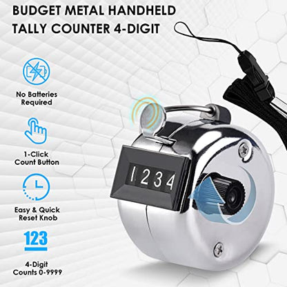 KTRIO Handheld Tally Counter, 4-Digit Mechanical Clicker - color: Metallic Color