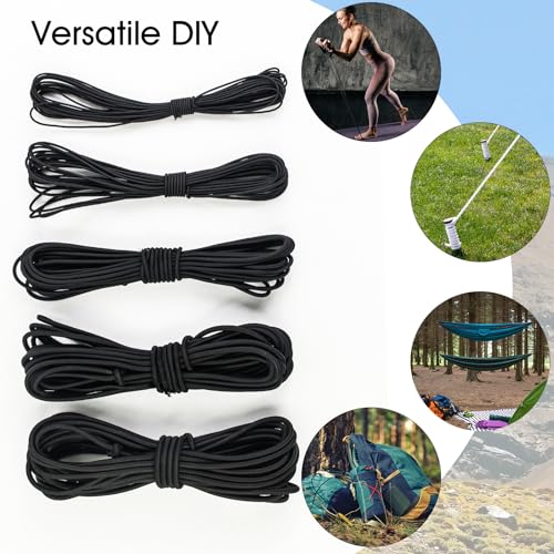 3/32 Inch Black Bungee Cord (2mm), 40 Feet Heavy Duty Elastic Shock Cord Nylon Stretch String Bungee Rope for DIY Crafting Sewing, Luggage, Camping, Tie Downs (Black, 3/32 inch x 40 ft) - size: 3/32 inch x 40 ft