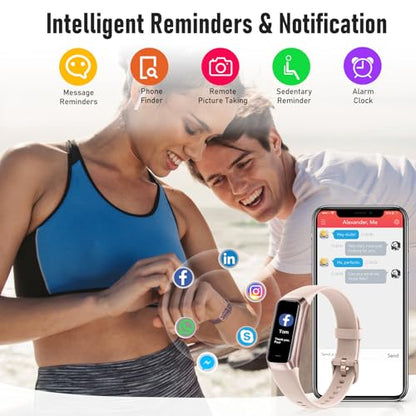 Zeacool Fitness Tracker with 24/7 Heart Rate, Blood Oxygen Blood Pressure Sleep Monitor, Activity Trackers 5 ATM Waterproof,Step Calorie Counter Pedometer Health Smart Watch for Women Men - color: Pink
