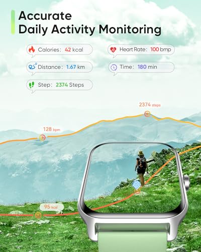 Fitpolo Smart Watch for Men Women Android, Alexa Built-in [1.8" HD Screen] IP68 Waterproof Fitness Watch Bluetooth Call for Android & iPhone with Heart Rate/Sleep/SpO2 Monitor - Green - color: Green