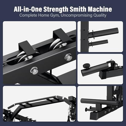 Major Fitness Drone2 Advanced Training Smith Machines– All-in-One Home Gym Squat Rack with Aluminum Pulley Set , Weight Bar, Dual LAT Pull-Down Systems & Cable Crossover Machine for Full-Body Workouts - style: BK D2AW ONLY