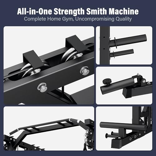 Major Fitness Drone2 Advanced Training Smith Machines– All-in-One Home Gym Squat Rack with Aluminum Pulley Set , Weight Bar, Dual LAT Pull-Down Systems & Cable Crossover Machine for Full-Body Workouts - style: SL D2AW Package(with RD Elite Bench+230lb)