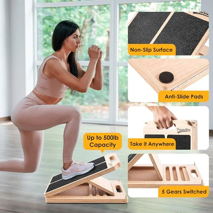 Wooden Slant Board for Calf Stretching,Adjustabl
