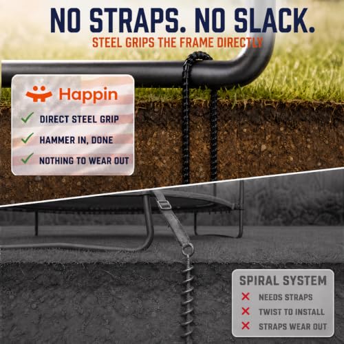 Happin® 12 Inch Trampoline Anchors Kit, 8 Pack Heavy Duty Galvanized Steel U-Shaped Ground Stakes, High Wind Anchor Kit for Trampolines, Tents, Canopies, Fences and Yard (Black) - color: Black, style: U Stakes (8pcs)
