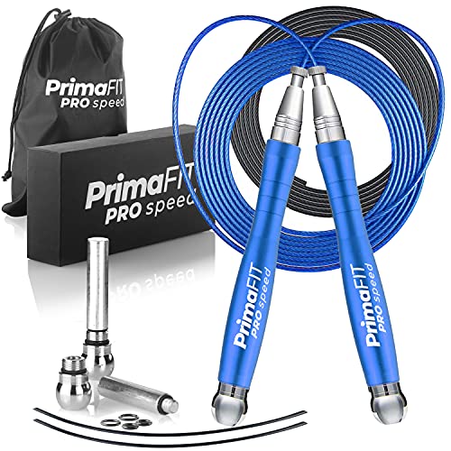 PrimaFIT Pro Speed Jump Rope for Adults, Weighted Skipping Rope for Boxing - color: Blue