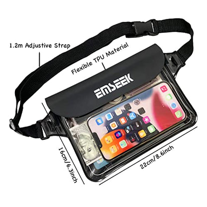 Waterproof Waist Pouch Dry Belt Bag Fanny Pack For Swim Surf Snorkel - color: Black