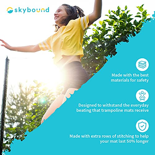 SkyBound Replacement Trampoline Mat, Fits 14ft Frames w/Spring Tool and Durable V-Rings, Bounce Safely with Extra Rows of Stitching - size: 147” Wide | 88 Rings | Fits 7" Springs