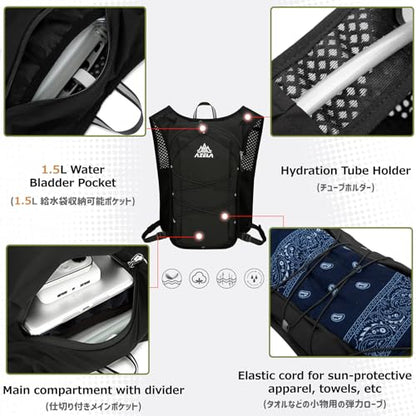 Azarxis Running Water Bottles Flask BPA Free Leakproof Hydration Vest Packs Waist Belt Replacement for Triathlon Marathon Hiking Cycling Climbing Runner - color: #2 Black (7L) + 1.5L White Water Bladder