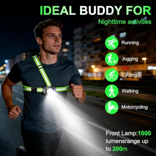 1000LM Running Lights for Runners, Reflective Runming Vest with LED Lights