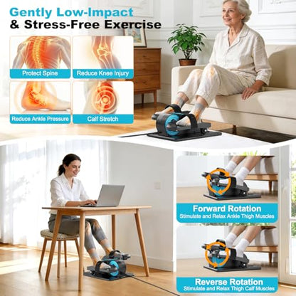 TDH Under Desk Elliptical Machine Leg Exerciser Electric - color: Blue