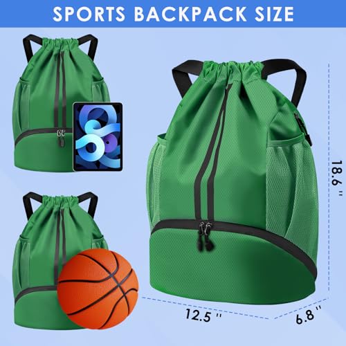 BROTOU Soccer Bags, Football Backpack, Volleyball Bag, Drawstring Backpack - color: Green