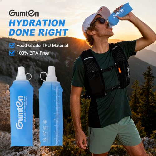 Soft Flask TPU BPA-Free 480ml Soft Water Bottle Leak-Proof Collapsible for Hydration Pack Running Vest Marathon Hiking Cycling (Light Blue) - color: 480ml Light Blue