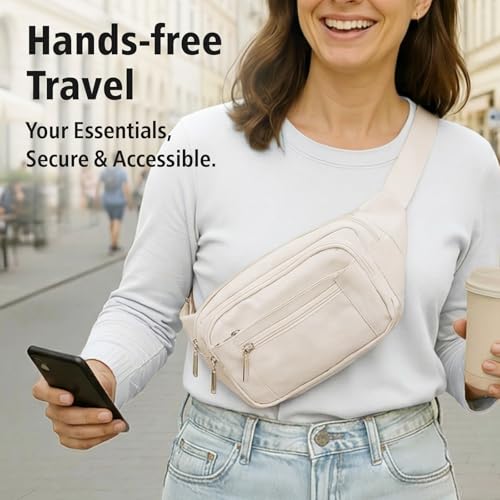 Packism Fanny Packs for Women Men - Crossbody Waist Bag for Travel - color: A05 White