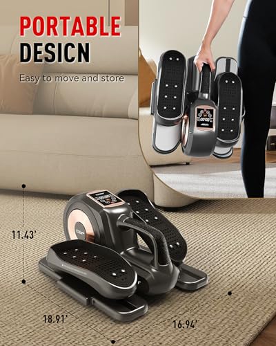 HARISON Under Desk Elliptical Machine with LCD Display for Home