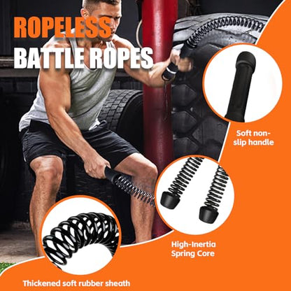 RunBaiNianCordless Battle Rope 2 Pack - color: Black