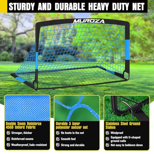 Soccer Goal, Kids Soccer Goals for Backyard Set, Pop Up Soccer Net - color: Black Blue, size: 6 ft x 4 ft