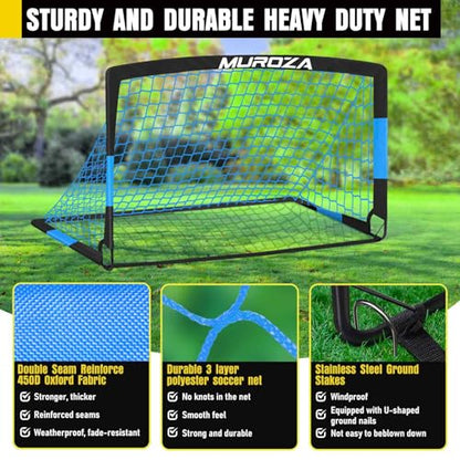 Soccer Goal, Kids Soccer Goals for Backyard Set, Pop Up Soccer Net - color: Black Blue, size: 6 ft x 4 ft