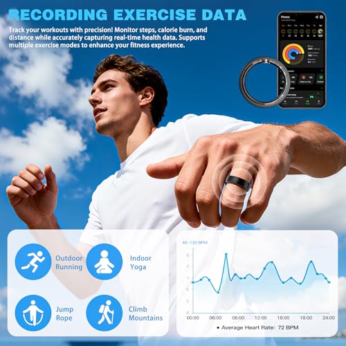 Smart Ring Women Men, Fitness Tracker, No Subscription, Sleep, Black 9 - color: Black, size: 9