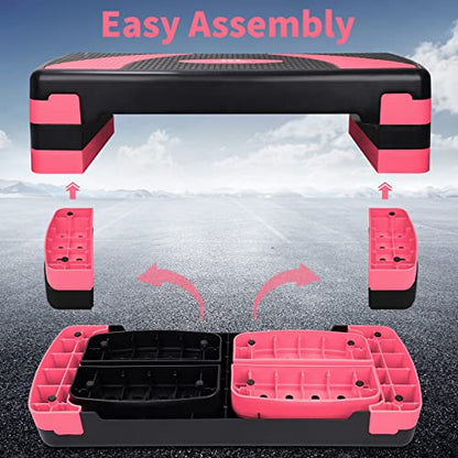 Adjustable Exercise Workout Aerobic Stepper Step Platform Trainer - color: Red