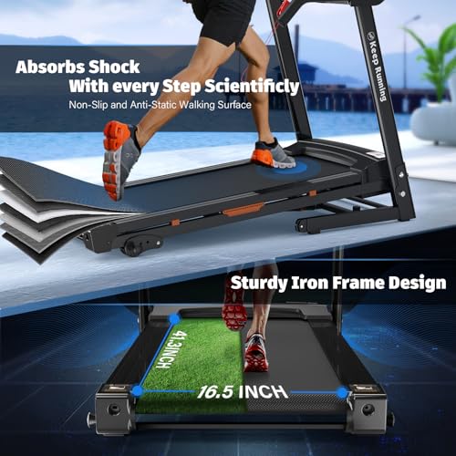 Treadmills for Home with Incline, 16in Wide Belt, App, Bluetooth, 8.5 MPH Walking Pad Treadmill Running Machine 330 Lbs Capacity, Pulse Heart Rate Sensor, 3.5HP Quiet Brushless Motor - color: Red