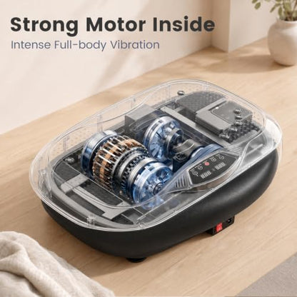 Natini Vibration Plate Exercise Machine, 990 Speed Levels Whole Body Vibrating Plate for Lymphatic Drainage, Home Workout Equipment with Resistance Bands, Remote, 330 lbs Capacity for Home Gym - color: Black