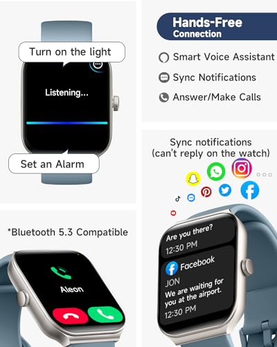 1.95" Smart Watch for Men Women with ALEXA, Fitness Watch for Android iOS - color: Blue