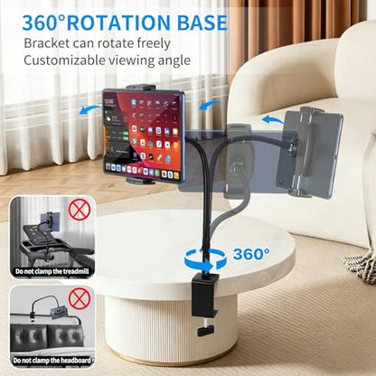 Tablet Stand Holder for Desk, Gooseneck iPad Holder Clamp Mount, 360° Adjustable Arm Mount for iPad mini/Air/Pro、Kindle Fire, Galaxy Tabs, All 4.7"-13.5" Tablets, for Work Meetings, Video, Kitchen