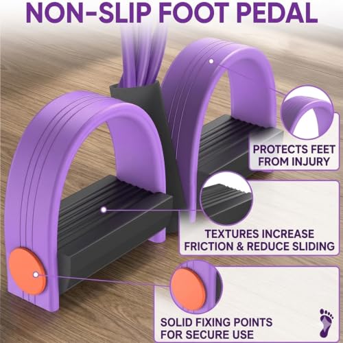 Multifunction Pedal Resistance Band with Handles - color: Purple & Black
