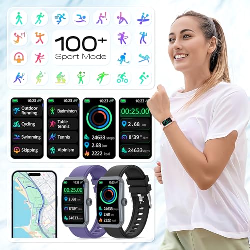 Nemheng Fitness Tracker for Women & Men - IP68 Waterproof, 100+ Sports Modes,24/7 Heart Rate & Sleep Monitor, Ultra-Long Battery Life, Android iOS Compatible, Includes Strap - color: Black