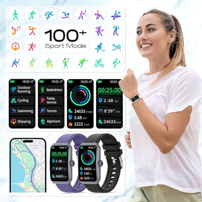Nemheng Fitness Tracker for Women & Men - IP68 Waterproof, 100+ Sports Modes,24/7 Heart Rate & Sleep Monitor, Ultra-Long Battery Life, Android iOS Compatible, Includes Strap - color: Black