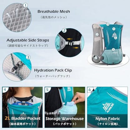 TRIWONDER Running Vest Hydration Pack Backpack for Men & Women, Lightweight Trail Marathon Run Race Vest for Cycling Jogging - color: 01 Black - with 1.5L Water Bladder