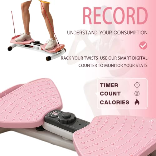Twist Board Exercise Equipment with LCD Display, Waist Twister Machine with 5 Resistance Bands, 330 lbs Capacity Core Workout Board for Home Gym Fitness