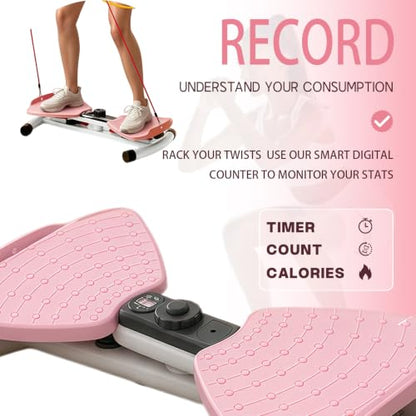 Twist Board Exercise Equipment with LCD Display, Waist Twister Machine with 5 Resistance Bands, 330 lbs Capacity Core Workout Board for Home Gym Fitness